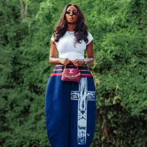 Hand-painted Barrel Aso Oke Pant